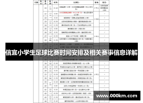 信宜小学生足球比赛时间安排及相关赛事信息详解